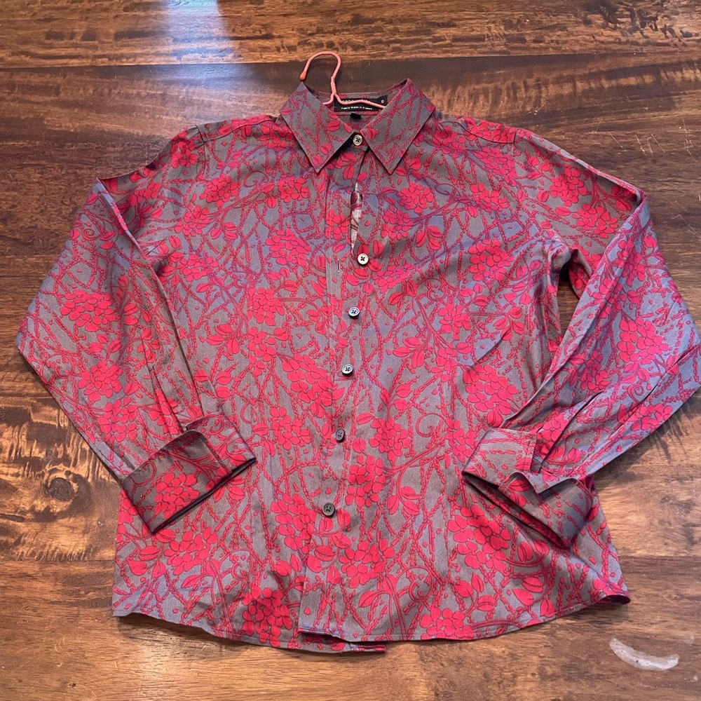 Paper white long sleeve button down shirt